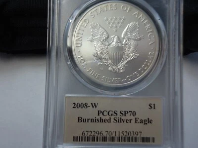 2008 W CLEVELAND  Burnished Silver American Eagle - PCGS SP 70 - Image 1 of 4