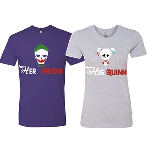 🔥 Her Poddin His Quinn Couple Matching T shirts Love Harley Joker Squad gift - Picture 1 of 7