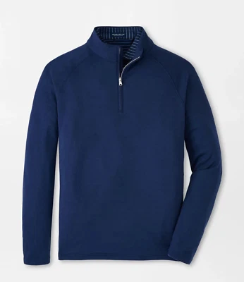 Peter Millar Crown Excursionist Flex 1/4 Zip Sweater Navy Blue Wool Blend L;NWT - Image 1 of 4