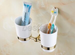 Gold Color Brass Wall Mounted Bathroom Accessories Toothbrush Holder sba880