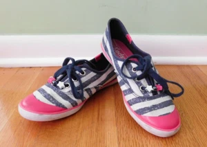 Keds Champion K Size 3 Girls Blue/white/pink Striped Fashion Sneakers Flat Shoes - Picture 1 of 13