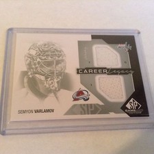 14-15 2014-15 SP GAME USED SEMYON VARLAMOV CAREER LEGACY DUAL JERSEY AVALANCHE