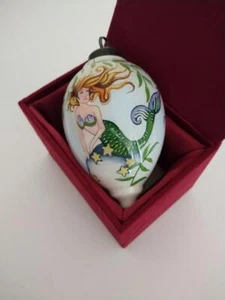 Mermaid Hand Painted Interior Teardrop Glass Ornament Gift Box Inner Beauty - Picture 1 of 4
