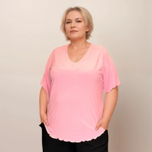 ROCKTHOSECURVES WOMENS TOP SOFT STRETCHY SHORT SLEEVE STUDDED BLOUSE PLUS SIZE - Picture 1 of 9