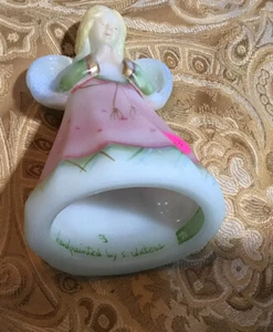 Fenton Art Glass Angel Figurine 6 1/2” Hand Painted Signed - Picture 1 of 3