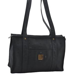 Authentic MCM Vintage Shoulder Tote Bag Purse PVC Black 4198E