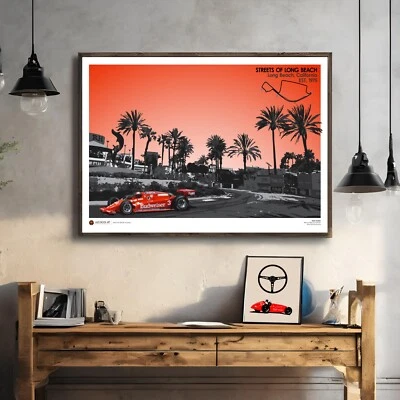 Long Beach Streets Race Track Poster INDYCAR Mario Andretti Racing Wall Art Gift - Image 1 of 4