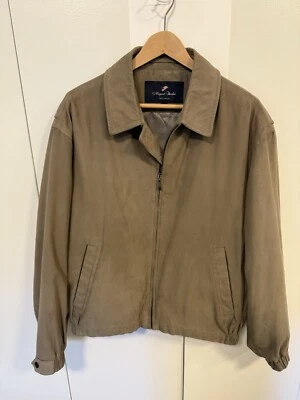 Newport Harbor Tailored Bomber Jacket Faux Suede Size L Tan/Beige/Khaki, Lined - Изображение 1 из 4