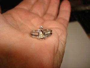 Vintage Collectible Setting Mounting Platinum Diamonds Hold Ring Band Set Size 4 - Picture 1 of 13
