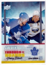 2019-20 Upper Deck Credentials Through the Boards Young Bloods Rasmus Sandin RC