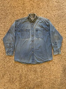 Vintage Mr. Lee Denim Shirt Mens Large Blue Cotton Button Down Long sleeve - Picture 1 of 12