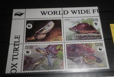 FRANCOBOLLI LAOS 2004 'WWF TARTARUGHE RETTILI NUOVO MNH** BLOCK OF 4 (CAT.5)