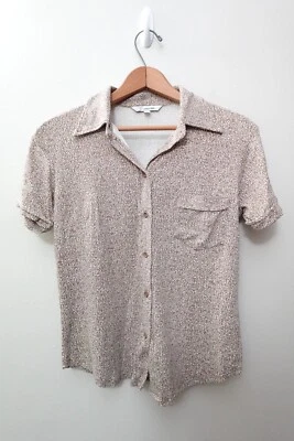 Blusa Geométrica Marrón Camisa Cuello Abotonado Colección Guess Pequeña De Colección Foto 1 de 4