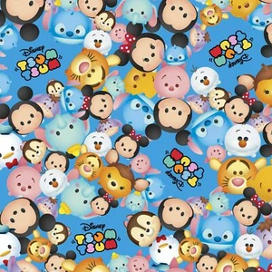 Disney Tsum Tsum 63430 Packed Characters Logo Blue 100% Cotton Sold by Yard - Picture 1 of 1