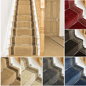 Alfombra runra escalera larga corredor resistente lavable tradicional bordeada tribal - Imagen 1 de 35
