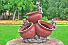 3 Gartendrachen auf Blumentopf - Gartenfigur Skulptur Statue 