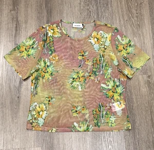 Weekday Top Womens Large Sheer Floral Boho Festival Indie Sleaze Psychedelic - Picture 1 of 10