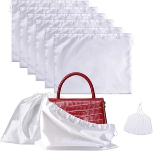 6 Pack Dust Bags for Handbags, Shoe Purses, Silk White-6pcs  - Picture 1 of 7