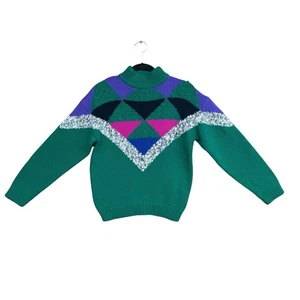 Vintage Spice of Life Pullover Mock Neck Schulmädchen Argyle Boucle Strick 80er 90er - Bild 1 von 11