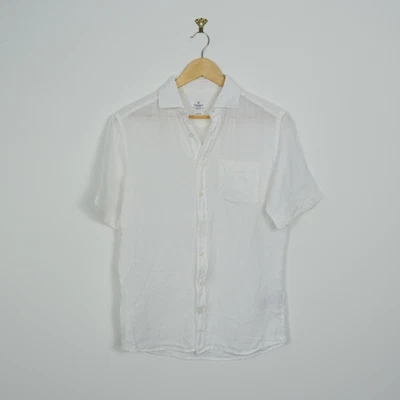 Hackett Camisa de Verano Blanca Manga Corta Lino Pequeña S Slim Fit Foto 1 de 4