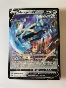 Metagross V 112/198 - Swsh06: Sword & Shield - Chilling Reign Holo (NM) - Picture 1 of 2