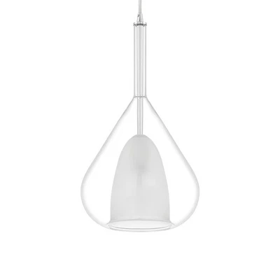 Access Lighting 63088 Ray 8"W Mini Pendant - Chrome / Clear / Frosted White - Image 1 of 4