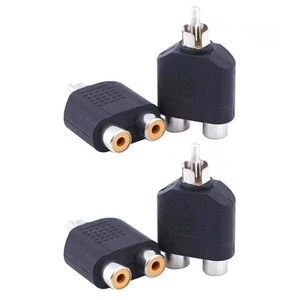 Portable Brand New 4pcs Audio Connector Adapter Plug RCA Male to 2 RCA Females - Photo 1/9