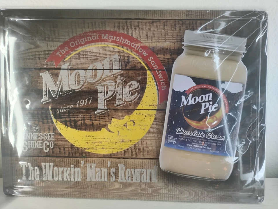 Moon Pie Chocolate Cream Tennessee Shine Co. Workin' Man's Reward Metal Sign - Image 1 of 1