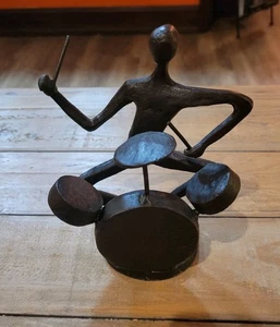 Lovely 7" Metal Drummer Figurine/ Sculpture Unmarked - Picture 1 of 6