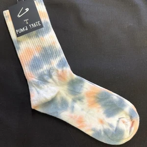Grey & Peach Tie Dye Alternative Gothic Punk Rock Skater Grunge Mosher Emo Socks - Picture 1 of 2