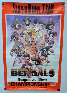 Póster vintage de los Cincinnati Bengals vs. 49ers 1988/89 del Super Bowl XXIII 24"x36" - Imagen 1 de 5
