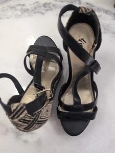 Fioni Black/Brown Wedges-used /pre-owned - Picture 1 of 8
