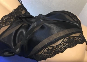 Vtg Dior Style Black Satin Lace Teddy Bodysuit Bust 34 S - Picture 1 of 7