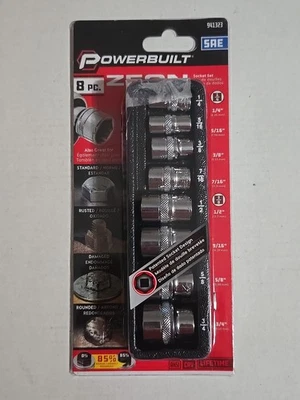 POWERBUILT ZEON SOCKET SET #941323 8 PC SAE FOR DAMAGED BOLTS NEW  - Image 1 of 2