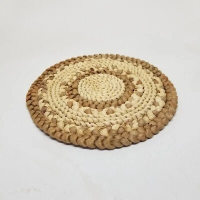  Doll House Round Wicker Rug Mat 6.5in Mixed Color Pattern  - Image 1 of 4