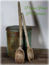 Two Primitive Antique Carved Wood Kitchen Spoons Cooking/Stir Spoons