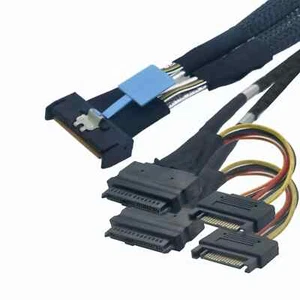 IPPON MCIO X8 to 2xSFF-8639 U.2 65cm Cable 32 GT/s 8 channels CST-MU702-G5 - Picture 1 of 2