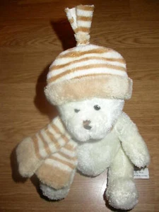 Doudou Peluche Ours Bear Bar Orso Blanc Et Beige Crême L.Dake En Zn 20 Cm bonnet - Picture 1 of 1