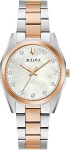 Bulova Women's Silver & Rose Gold Stainless Steel White Dial Watch 98P207 - Picture 1 of 3