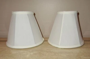(2 Lot) EGG-WHITE SHANTUNG 5” CLIP-ON “EMPIRE” MINI-SHADES (Wall Sconce Bulb) - Picture 1 of 6