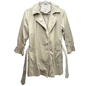 ZARA Girls Trench Coat Jacket 10 Beige Khaki Belted Long Sleeve Kids Lightweight - Picture 1 of 13