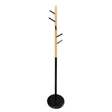 Modern Hat and Coat Stand Natural Timber and Black Metal Hat Stand 