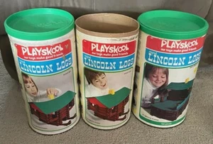 PLAYSKOOL 1974 1977 2005 LINCOLN LOGS SET 360 + PIECES 856 857 - Picture 1 of 9