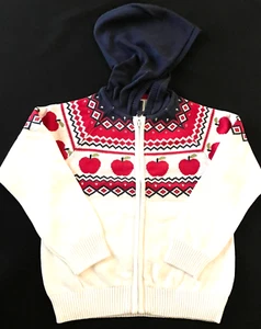 GYMBOREE Hooded Apple Zip Cardigan Sweater - Off-White - NIP Girls 5T - Picture 1 of 2