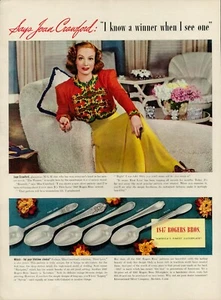1939 Hollywood Joan Crawford Winner 1847 Rogers Bros. Silverwar Vintage Print Ad - Picture 1 of 8