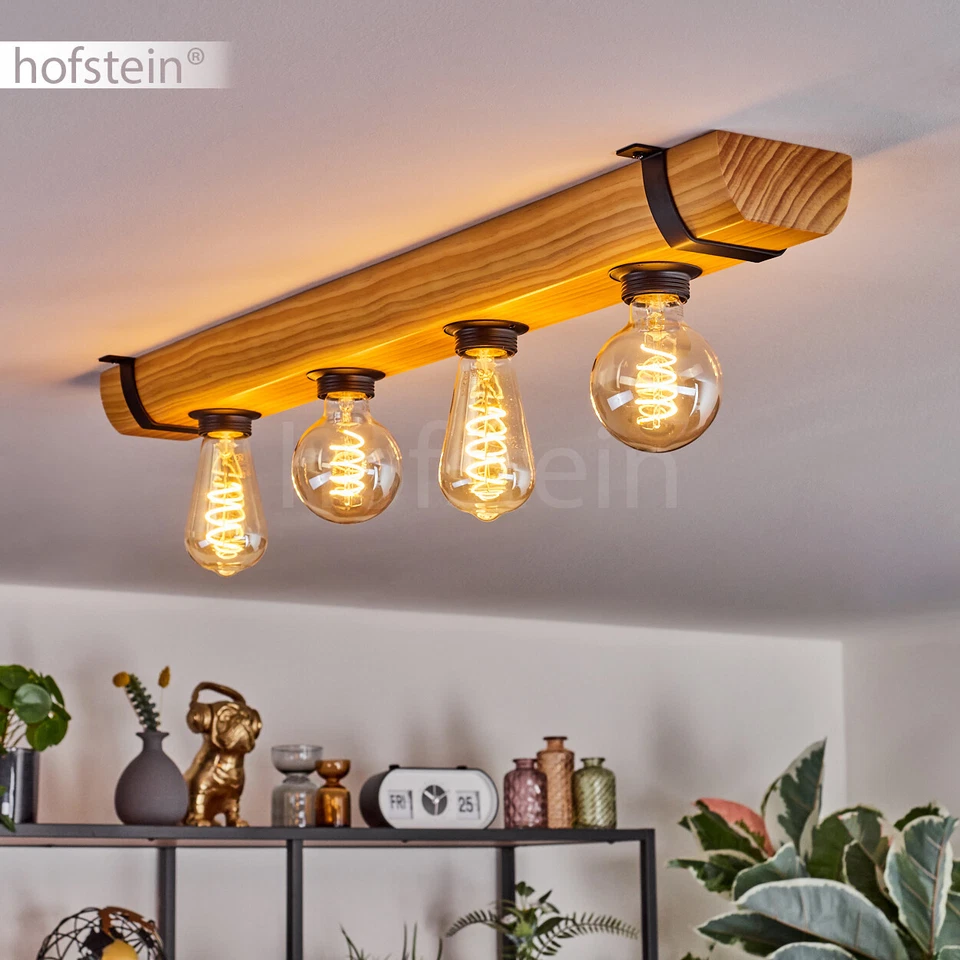 HOFSTEIN Ess Wohn Schlaf Zimmer Raum Lampe Decken Leuchte Holz Flur Beleuchtung 4-flammig