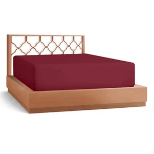 21” Extra Deep Pocket Ultra Soft Fitted Sheet with Corner Straps, Queen-Burgundy - Picture 1 of 5