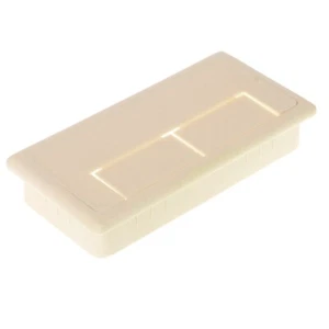 4" x 2" Square Beige Computer Desk Table Port Wire Cable Hole Cover Grommet - Picture 1 of 3