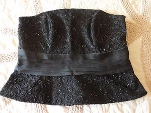 JS Collections Women's Holiday Formal Black Lace and Beaded Bustier Size 10 - Picture 1 of 9