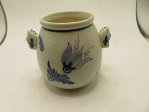 Vintage Delft Blue Condiment Sugar Jar with Dutch Shoe Handles no top - Picture 1 of 3